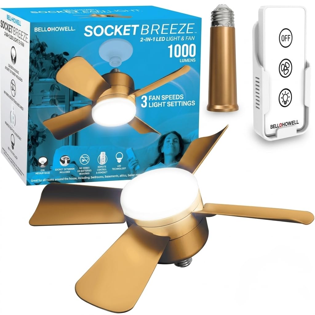Amazon.com: Bell+Howell Socket Breeze Cool Light Deluxe Bronze